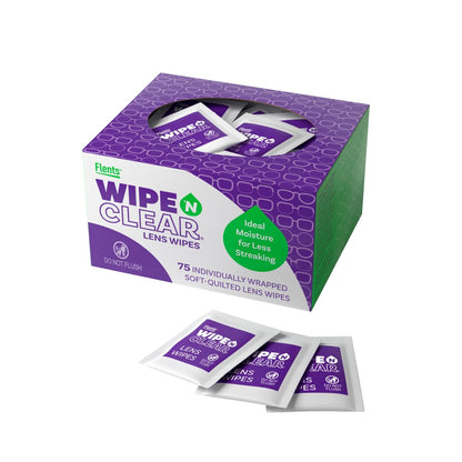 Flents Wipe ’N Clear Biodegradable Lens Wipes – 225 Count | Quick-Dry, Anti-Streak Cleaning for Glasses & Screens