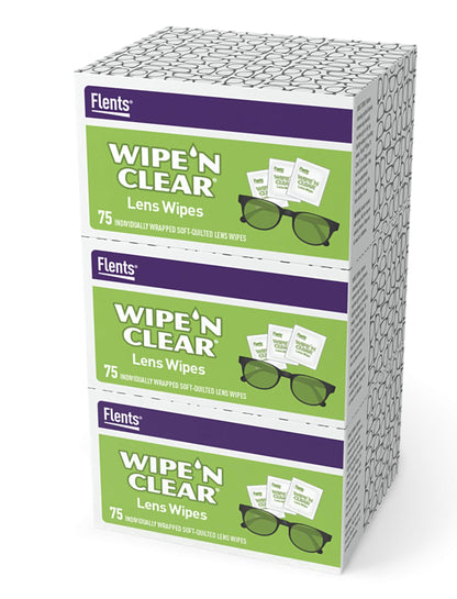 Flents Wipe N Clear Lens Wipes 225ct – 3 Boxes (75 Each) Anti-Streak
