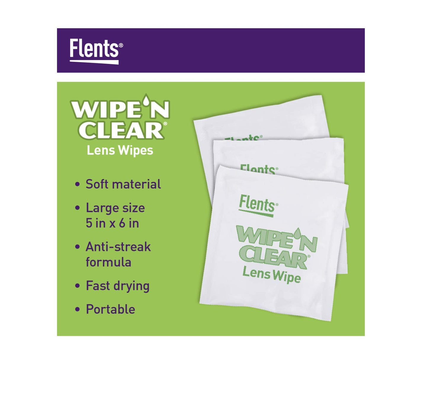 Flents Wipe N Clear Lens Wipes 225ct – 3 Boxes (75 Each) Anti-Streak