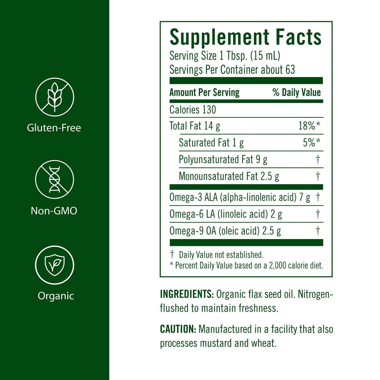 Flora Flax Oil – Cold-Pressed, Organic, Non-GMO, 32 oz Amber Bottle
