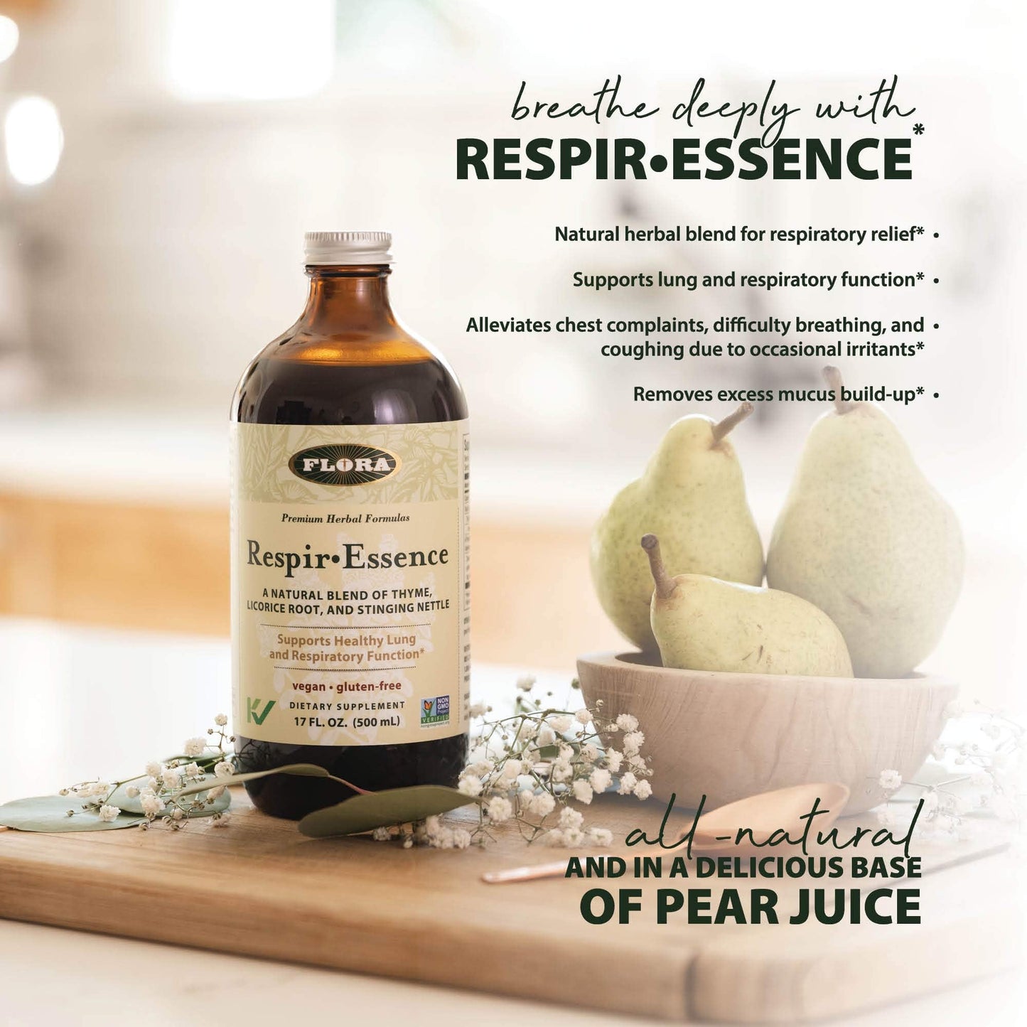 Flora Respir-Essence – Lung Support, 17 oz | Vegan, Gluten-Free, Kosher