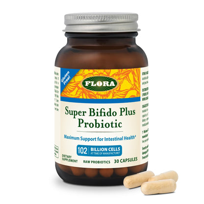 Flora Super Bifido Plus 102 Billion CFU | Raw Probiotics for Digestive Balance - 30 Veg Capsules