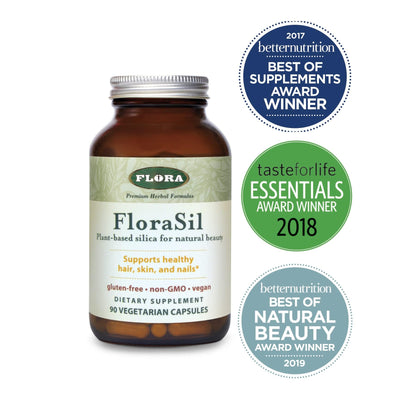 FloraSil Silica Supplement - Natural Beauty Support for Hair, Skin, Nails & Bones - Plant-Based Silica (180 Capsules)
