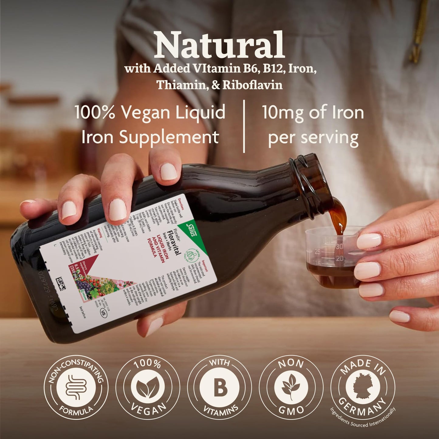 Floradix Floravital Liquid Iron & Vitamin Formula – Vegan, Gluten-Free, Non-GMO (23.7 fl oz)