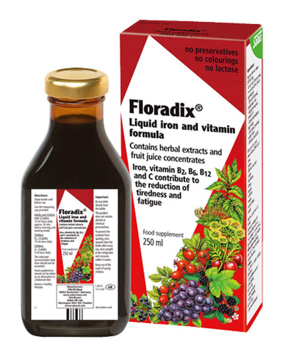 Floradix Floravital Liquid Iron & Vitamin Formula 8.5 fl oz (250 ml) Made in Germany - 3 Pack