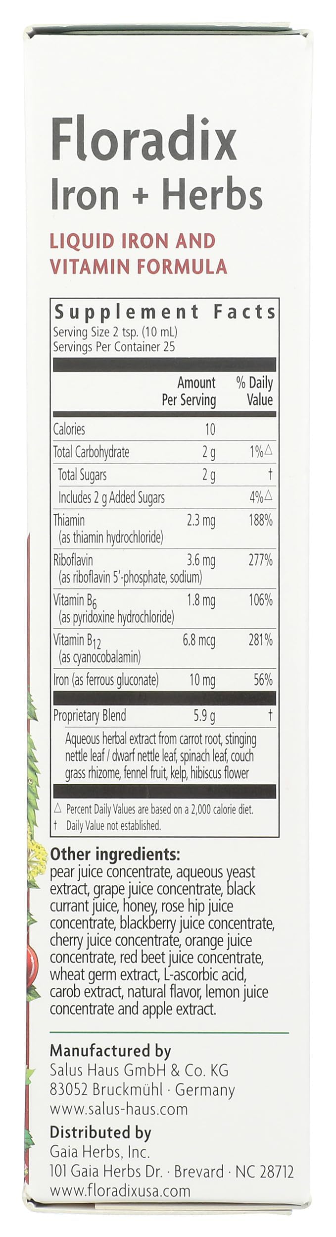 Floradix Floravital Liquid Iron & Vitamin Formula 8.5 fl oz (250 ml) Made in Germany - 3 Pack