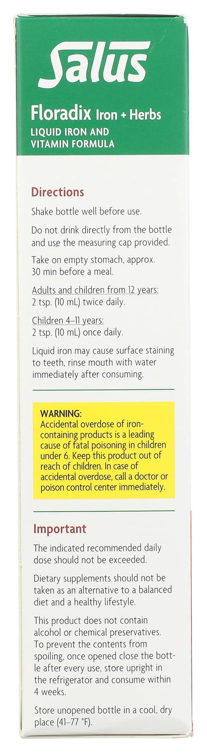 Floradix Floravital Liquid Iron & Vitamin Formula 8.5 fl oz (250 ml) Made in Germany - 3 Pack
