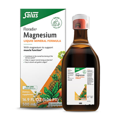 Floradix Magnesium Liquid – Gentle Herbal & Mineral Supplement for Nervous System & Muscle Support – Vegetarian, Gluten-Free, Non-GMO – 16.9 fl oz