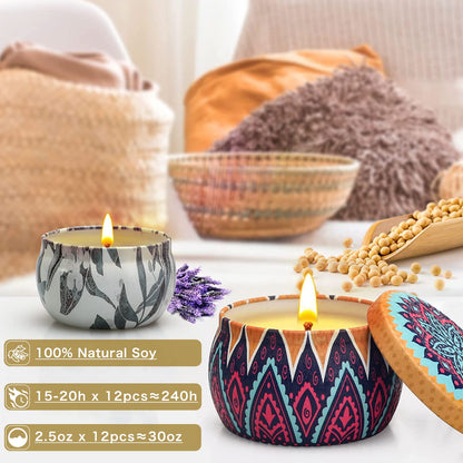 12 Pack Scented Soy Candles - Floral Gift Set for Women | Valentines Day & Mother's Day