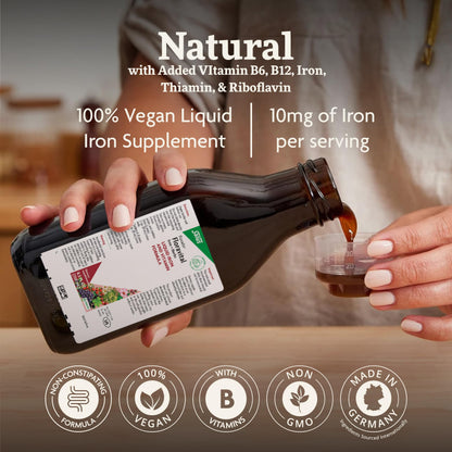 Floradix Floravital Liquid Iron & Vitamin Formula – Vegan, Gluten-Free, Non-GMO (16.9 fl oz)