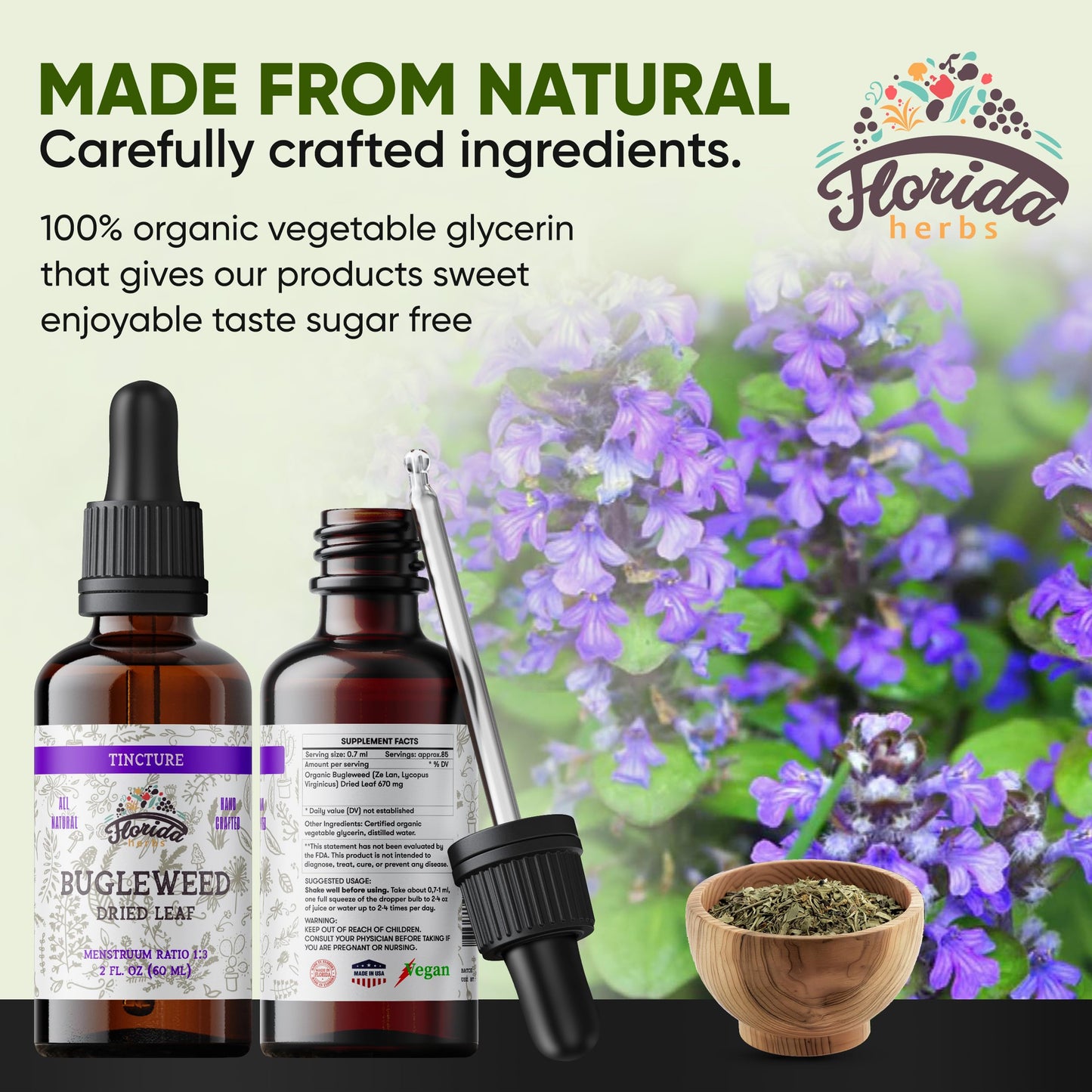 Florida Herbs Bugleweed Tincture - Organic Bugleweed Extract, Non-GMO, 2 oz Pack of 2