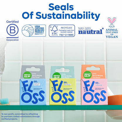 Vegan Bamboo Silk Floss - Plastic Free Zero Waste Dental Floss | 55yds Mint