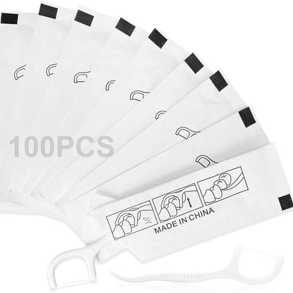 100 Count Floss Picks – Curved Tip, Non-Slip Grip, Wax-Free Travel Flossers