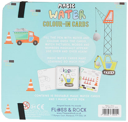 Floss & Rock Construction Magic Water Pad and Pen | Reusable Water Cards for Kids