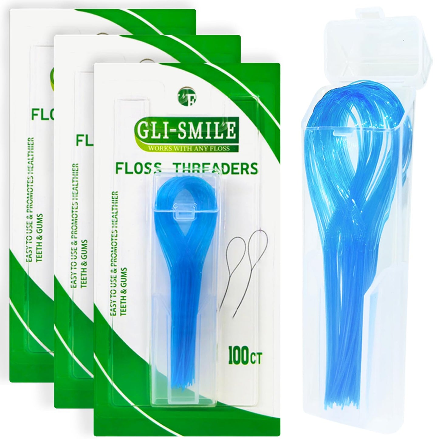 Floss Threaders, Orthodontic Threader, Ultraclean Access Tool for Maintaining Oral Health with Braces, Bridges, and Implants 300 Count (Pack of 3)