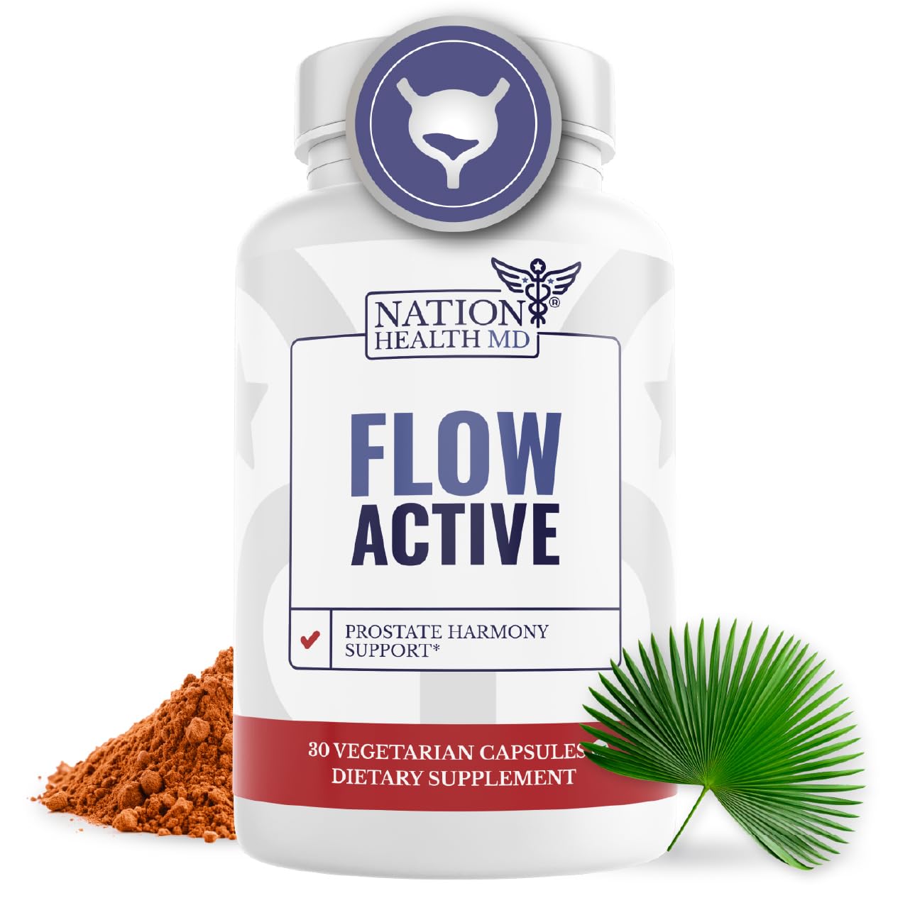 Flow Active Prostate Health for Men – Saw Palmetto, Pine Bark & Selenium | 30 Capsules | NATION HEALTH MD
