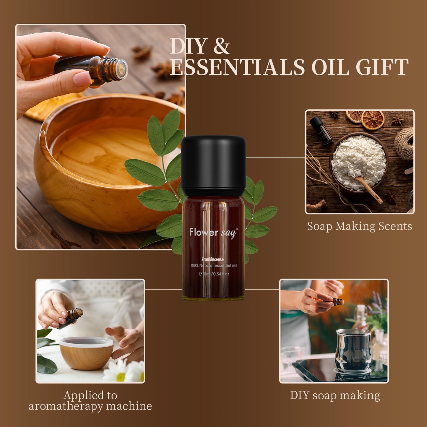 FLOWERSAY Frankincense Essential Oil 100% Pure & Natural – 10ml