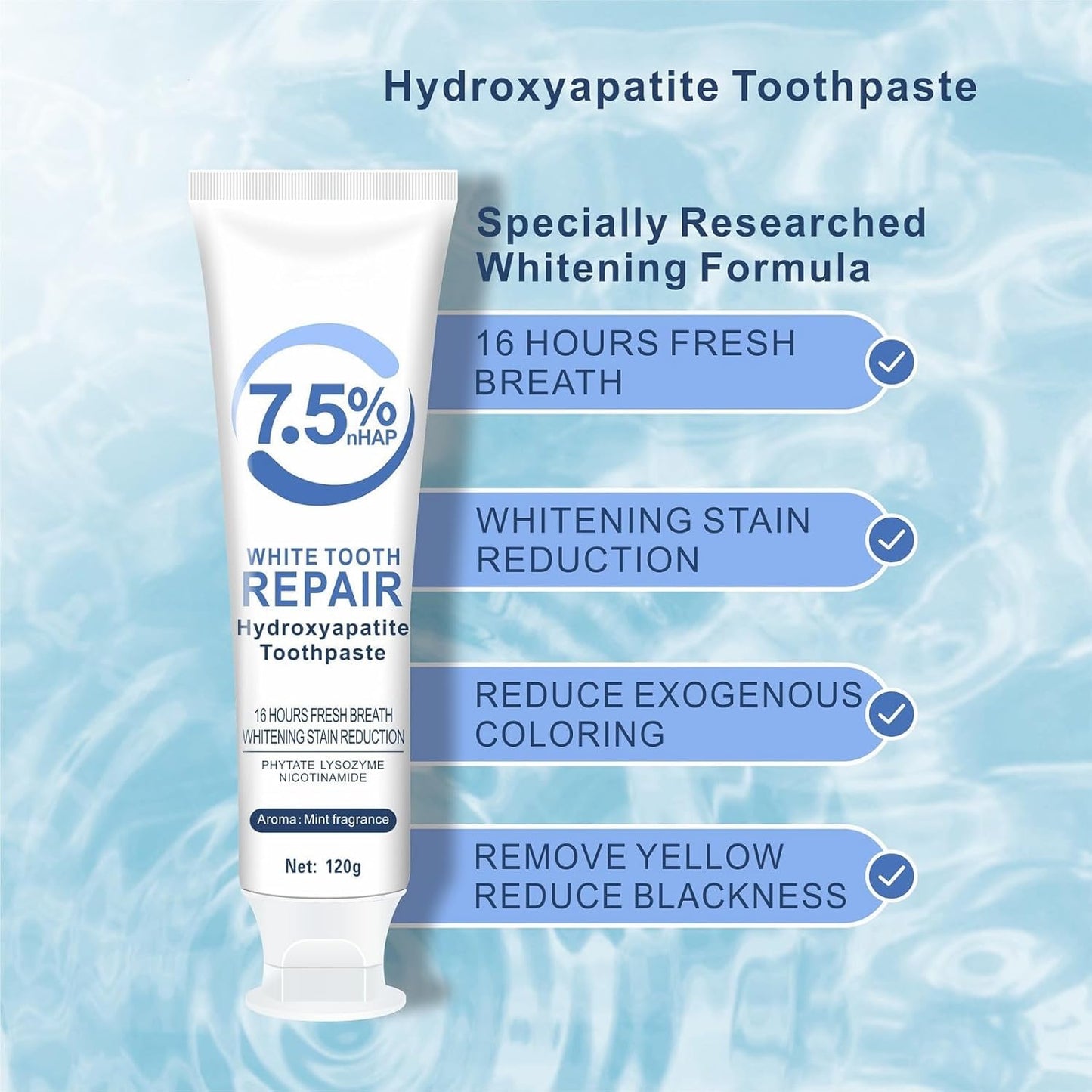 2-Pack Hydroxyapatite Toothpaste 7.5% – Enamel Protection & Fluoride-Free