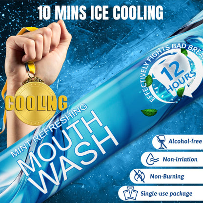 Portable Travel Mouthwash Packets – Alcohol & Fluoride-Free, 12-Hour Fresh Breath (Pack of 20)