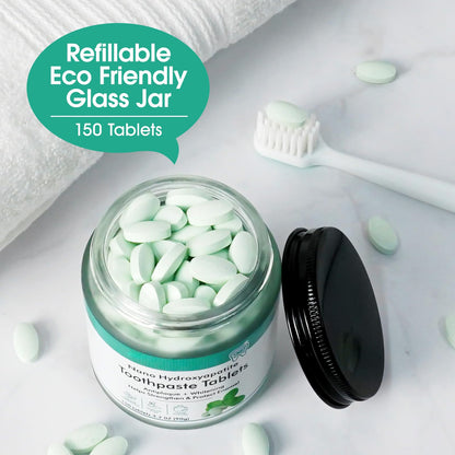 Hydroxyapatite Toothpaste Tablets – Natural Peppermint, Fluoride Free, Travel Friendly
