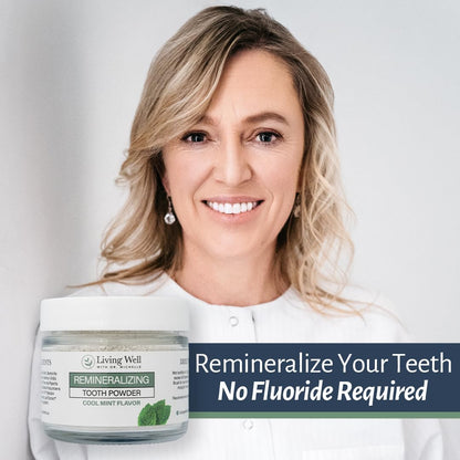 Living Well with Dr. Michelle Remineralizing Tooth Powder | Fluoride-Free Hydroxyapatite Formula | Supports Enamel Strength & Oral Wellness | Safe, Clean Ingredients | Cool Mint Flavor
