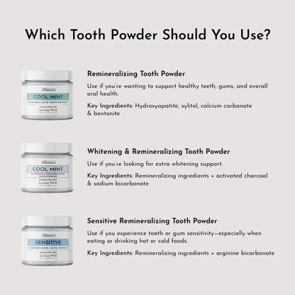 Just Ingredients Remineralizing Tooth Powder - Fluoride-Free Whitening, Vegan, 1 oz