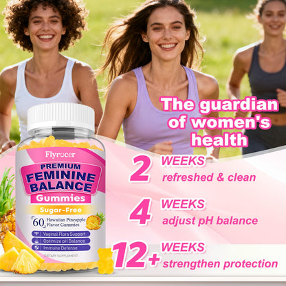 Flyrocer Feminine Balance Gummies – PH Balance & Vaginal Flora Support (60 Count) – Vegan