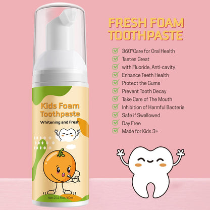 Foam Toothpaste for Kids | Low Fluoride & U-Shape Toothbrush