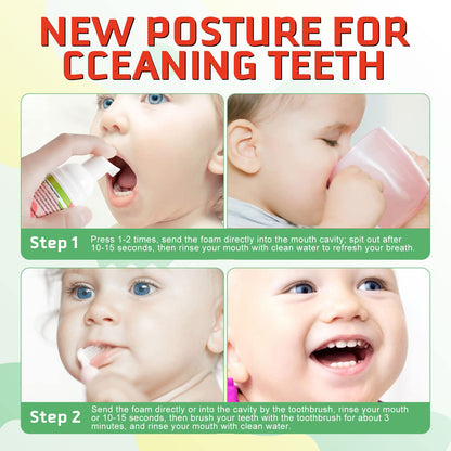 Kids Foam Toothpaste – Fruit-Flavored Fluoride Toddler Paste for U-Shape & Electric Toothbrushes | 360ºCare
