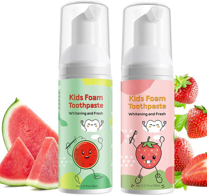 Kids Foam Toothpaste 2-Pack for U-Shaped Electric Toothbrushes – Strawberry & Watermelon