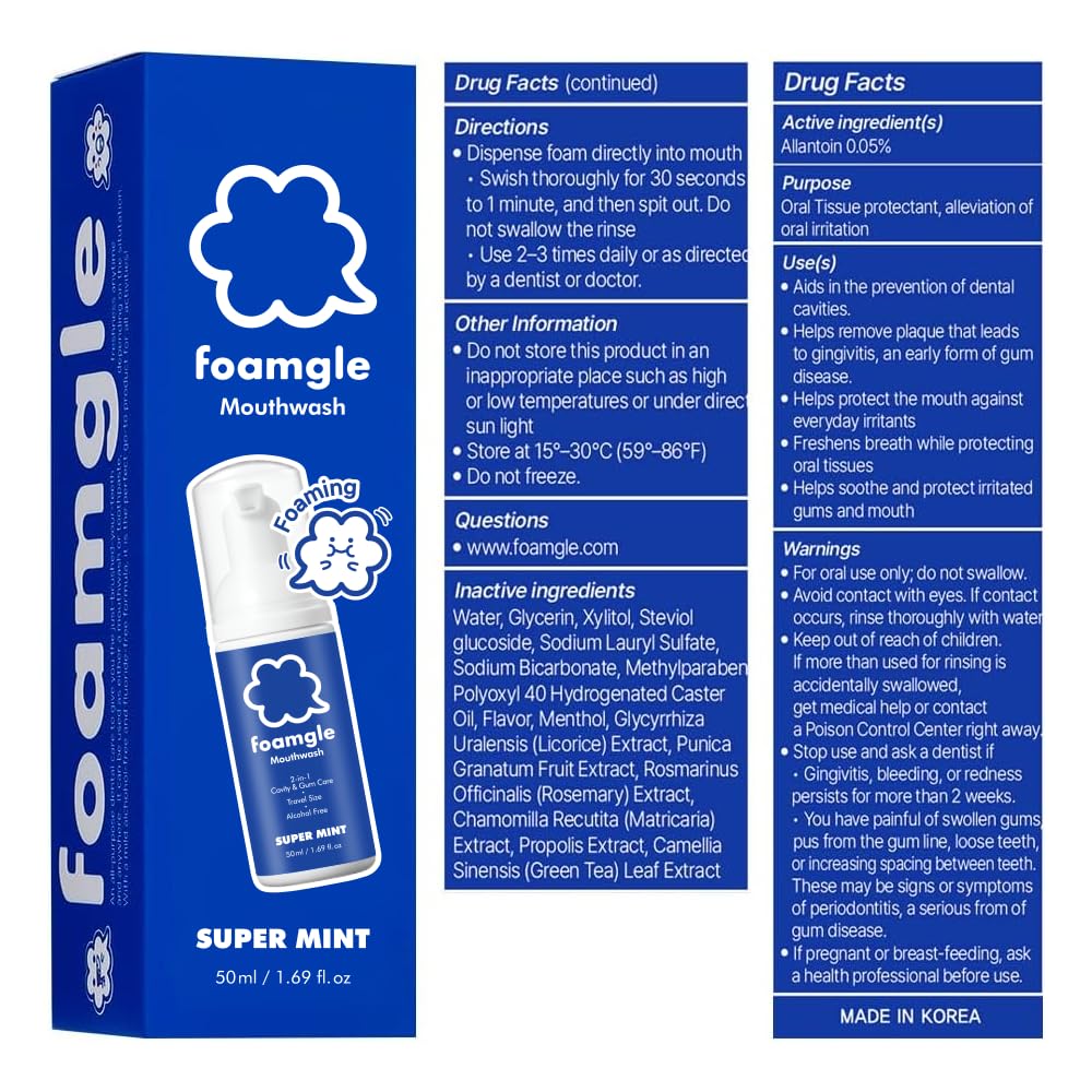 Foamgle 2-in-1 Foam Mouthwash & Toothpaste – Travel Size 50 mL | Water-Free Oral Care