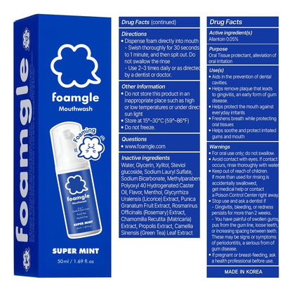 Foamgle 2-in-1 Foam Mouthwash & Toothpaste – Travel Size 50 mL | Water-Free Oral Care