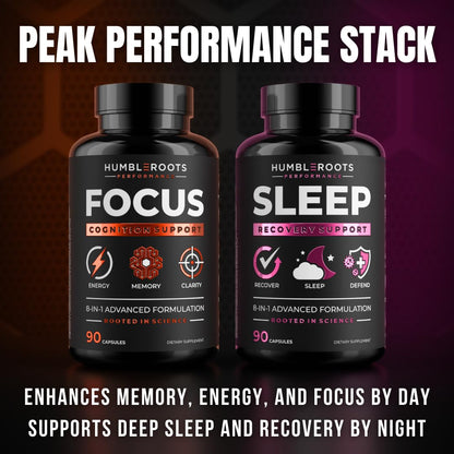 FOCUS by HUMBLEROOTS PERFORMANCE – Advanced Nootropic Brain Support (Lion’s Mane, Caffeine, L-Theanine) 90 Capsules