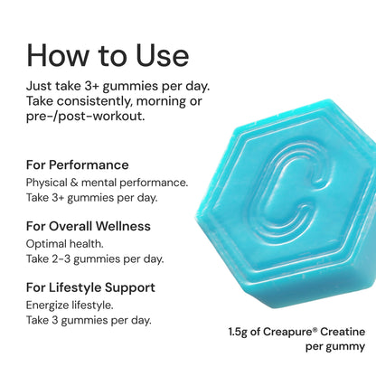Create Creatine Monohydrate Gummies – 1.5g per Gummy, Vegan, Anti-Melting