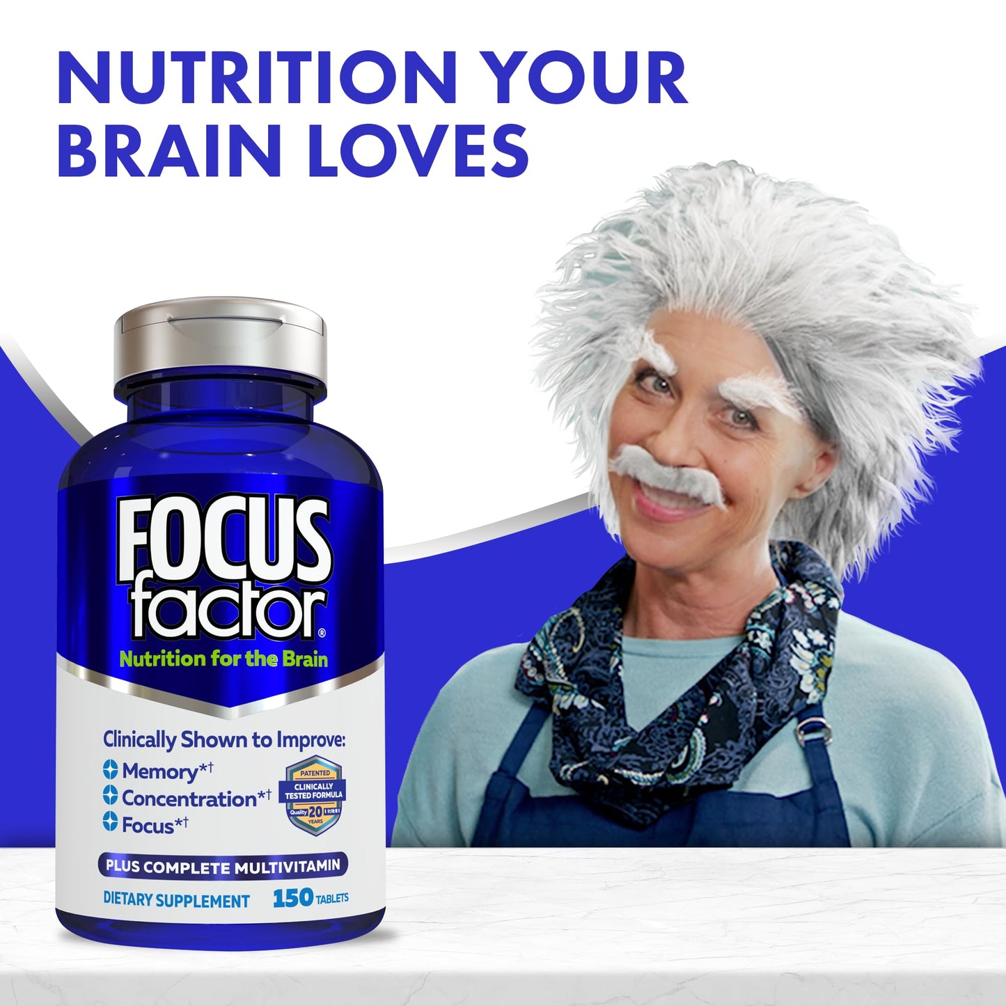Focus Factor Brain Supplement for Memory & Focus — Complete Multivitamin (Pack of 2, 150 Count)