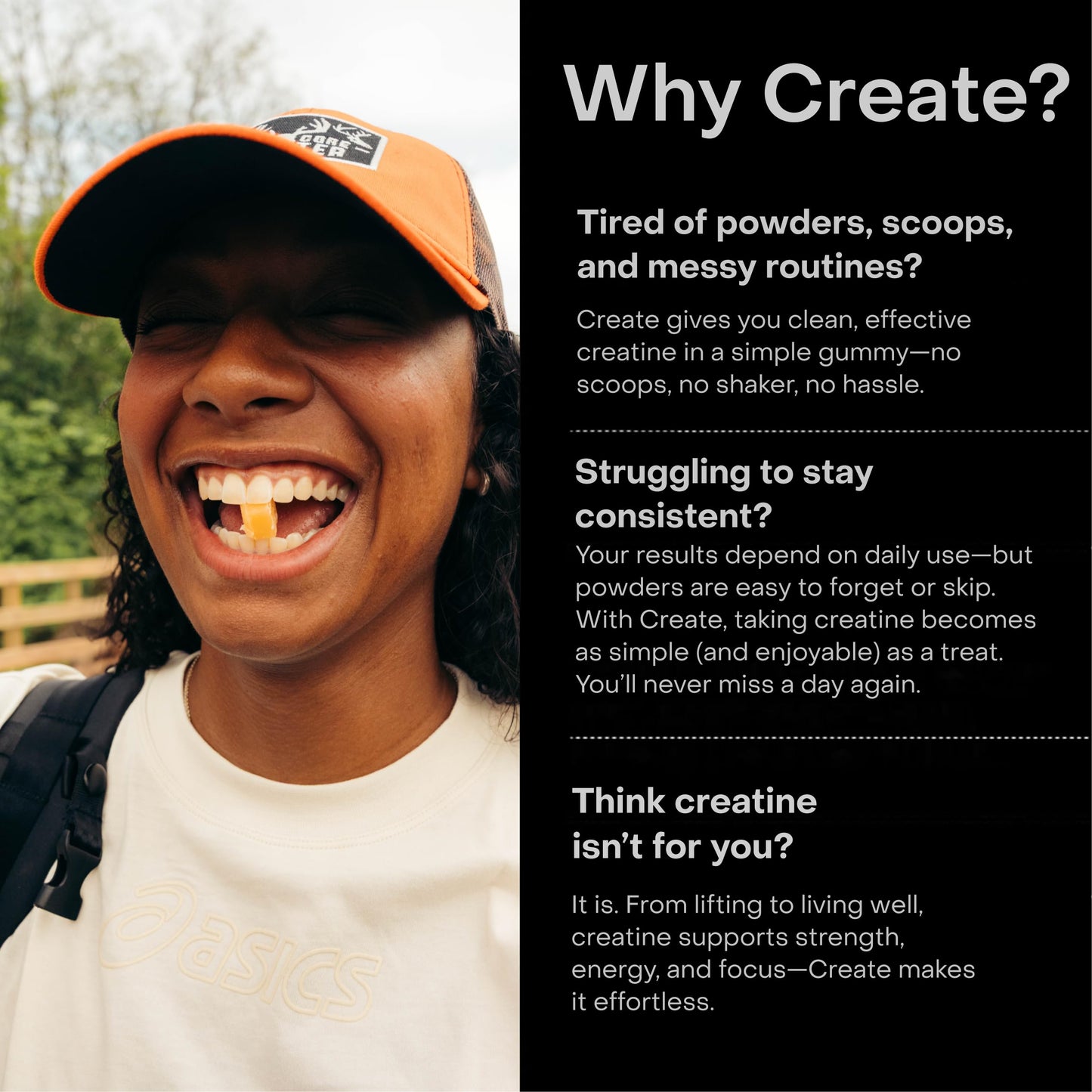 Create Creatine Monohydrate Gummies – 1.5g per Gummy, Vegan & Anti-Melting