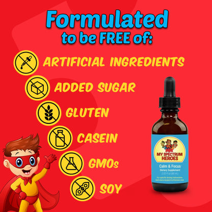 Calm & Focus Drops – Brain Support with L-theanine, GABA | My Spectrum Heroes