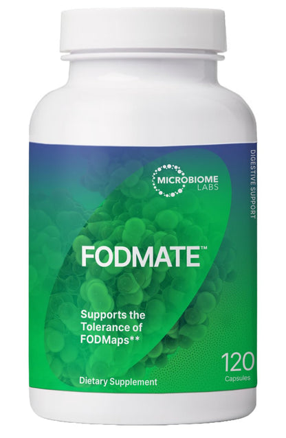 Microbiome Labs FODMATE Digestive Enzymes for Women & Men — Low FODMAP Support (120 Capsules)