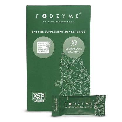 FODZYME On-The-Go Digestive Enzymes for Gut Health | Low FODMAP Support 30 Dose