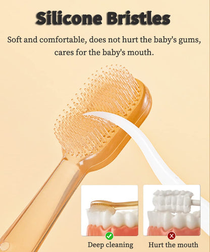 FOKiiBO Baby Silicone Toothbrush Set (0-18M) – Tongue Brush, Finger Toothbrush & Cup