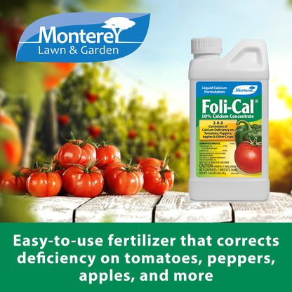 Monterey Foli-Cal Bundled with Measuring Spoon – Liquid Calcium Formulation for Tomatoes, Apples, Peppers | 1 Pint Concentrate
