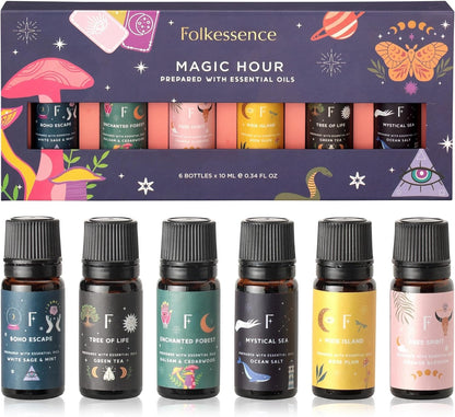 Folkulture Essential Oils for Diffuser Oil | Set of 6 Fragrance Oil or Diffuser Oils Scents for Home | Diffuser Essential Oil | Fragrance Oil for Diffusers- White Sage, Cedarwood