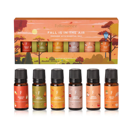 Folkulture Fall Essential Oils Set - 6 Diffuser Oils, Vanilla Pumpkin Spice | 60 ml