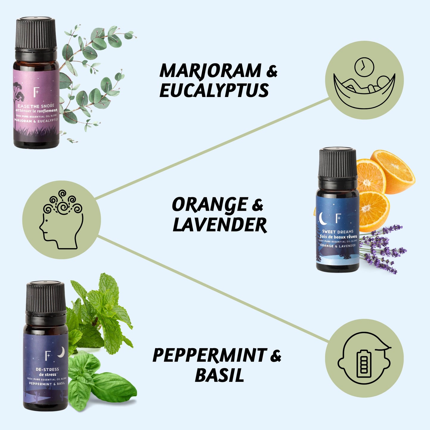 Folkulture Sleep Essential Oils Set – 6 Christmas Diffuser Oils (Lavender, Rosemary & Peppermint)