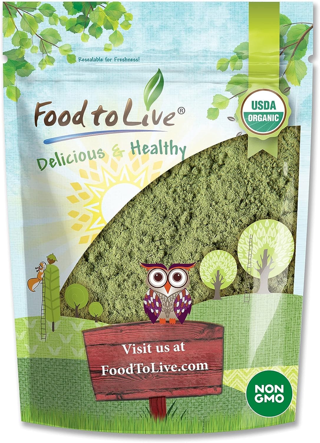 Food to Live Organic Alfalfa Powder - 1 lb, Non-GMO, Vegan, Raw Leaves