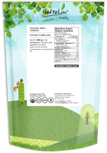 Food to Live Organic Amla Berry Powder (Amalaki) – 1 lb, Non-GMO