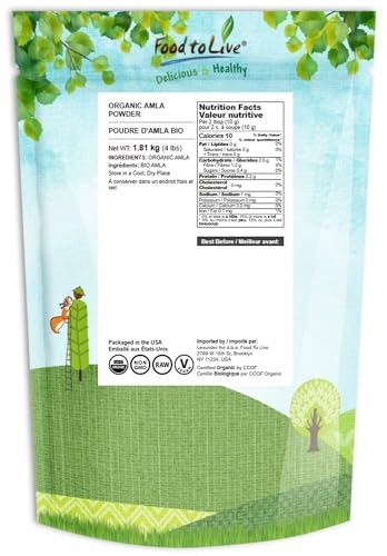 Food to Live Organic Amla Powder (Amalaki) - 4 lb, Non-GMO, Raw & Vegan