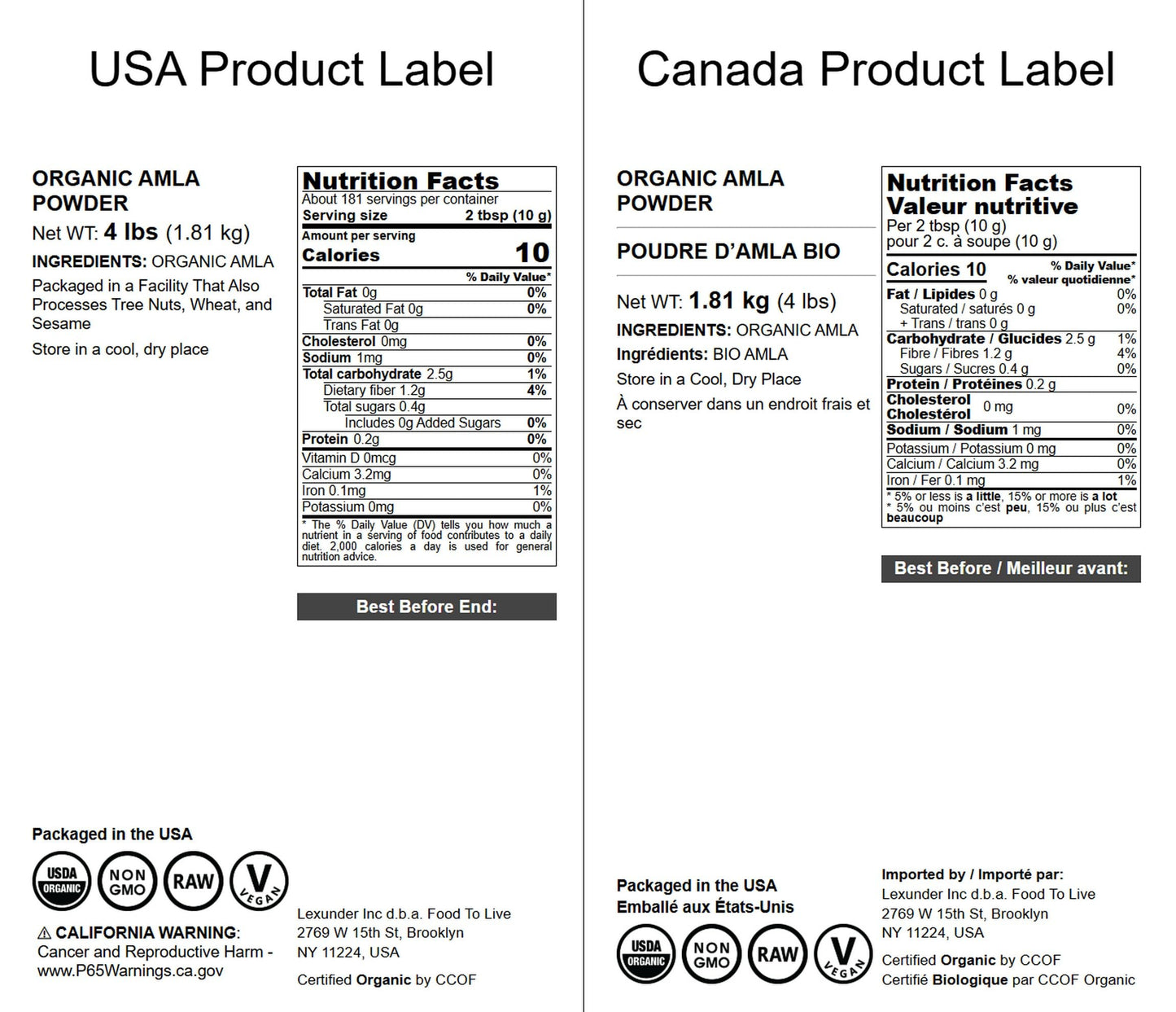 Food to Live Organic Amla Powder (Amalaki) - 4 lb, Non-GMO, Raw & Vegan