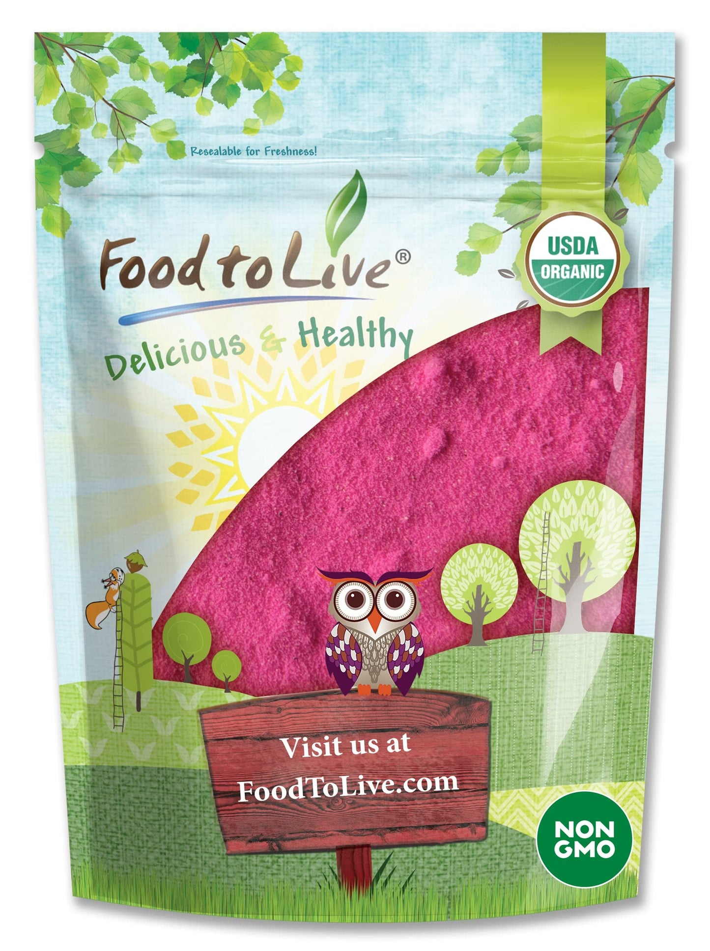 Food to Live Organic Dragon Fruit Powder 2.5 lb – Non-GMO Red Pitaya, Vegan, Maltodextrin