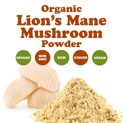 Food to Live Organic Lion's Mane Mushroom Powder 16 lb - Non-GMO & Vegan Brain Health